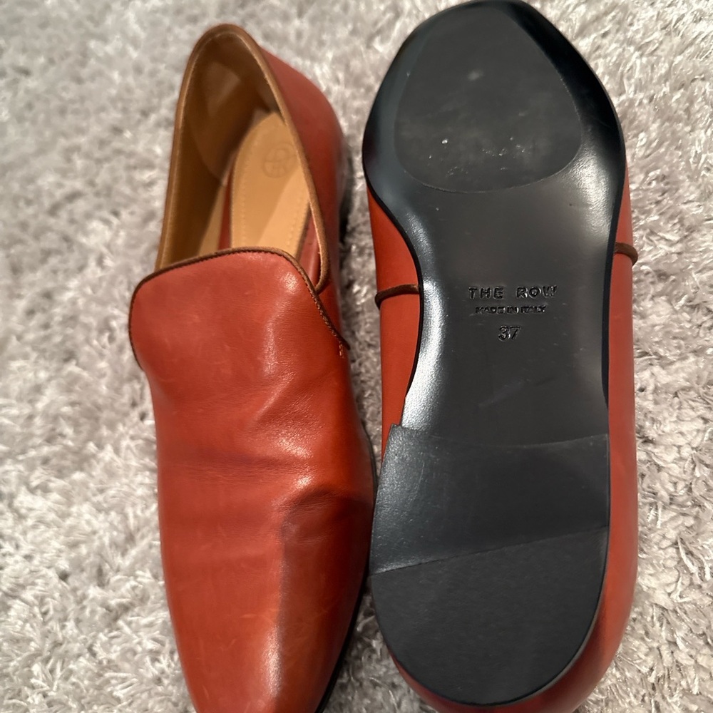 The Row Women’s Leather Slip-On Loafers in Rust Orange - Picture 2 of 5